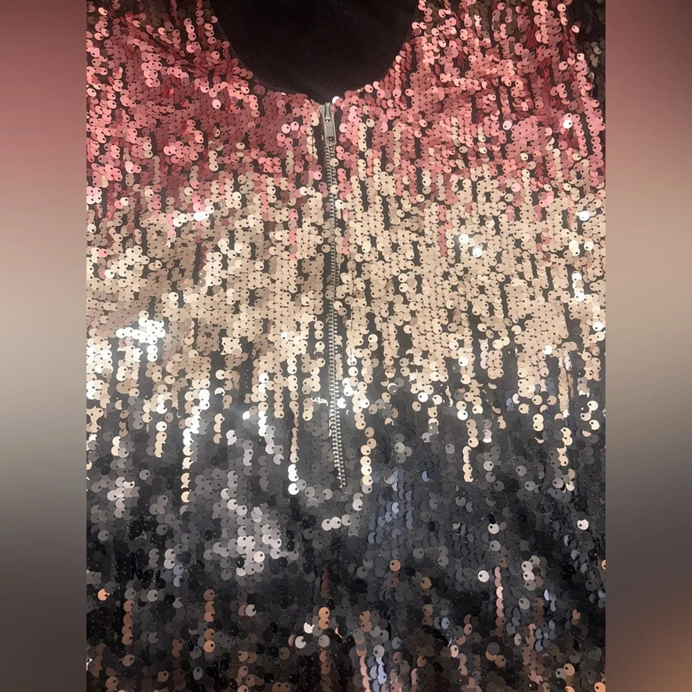 Little Mistress Sequin Ombre Midi Dress in Pink, Black & Gold maternity - Picture 3 of 4